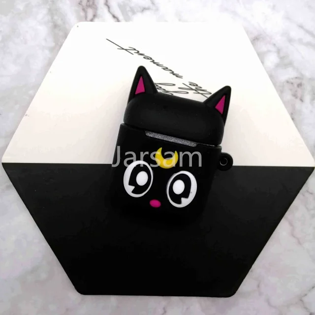 Blackcat Для Airpods 2 Чехол, силиконовый чехол с рисунком, чехол для air pods, милый чехол для наушников, 3D чехол для наушников, аксессуары для наушников - Цвет: Blackcat