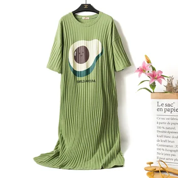 

Nightgowns for Women Cherry Fruit Crew Neck Cotton Women Summer Long Sweet Homewear Loose Korean Short-Sleeved Nightdress