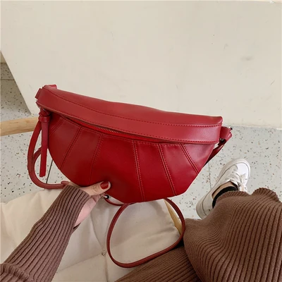 red DORANMI, Кожаная поясная сумка, Женская поясная сумка с нитью,, роскошная брендовая дизайнерская поясная сумка, женская сумка через плечо, на грудь, Nerka BG276 - Color: red