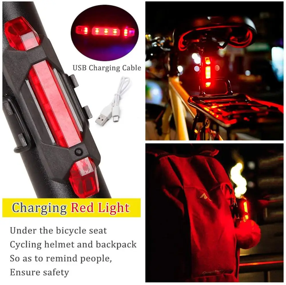 Ultra Bright Bike Light Set 4000 mAh Rechargeable Bicycle Light 6 Hours Endurance Equip Bicycle Front Headlight Back Taillight