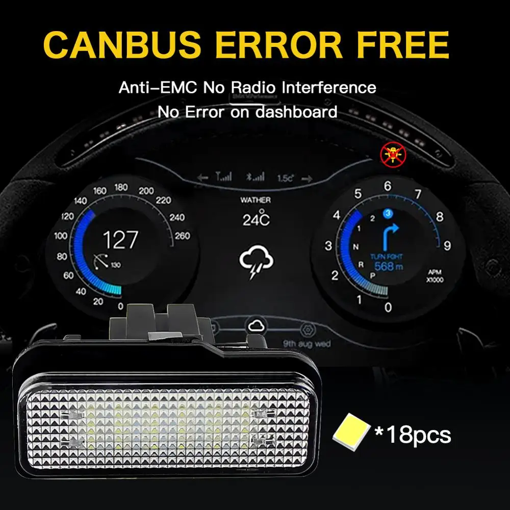 LED CANBUS No Error License Plate Light Base Bulb for Mercedes-Benz W203 5D W211 W219 Car Number Plate Lamp No Hyper Flash White led lamp bulb base