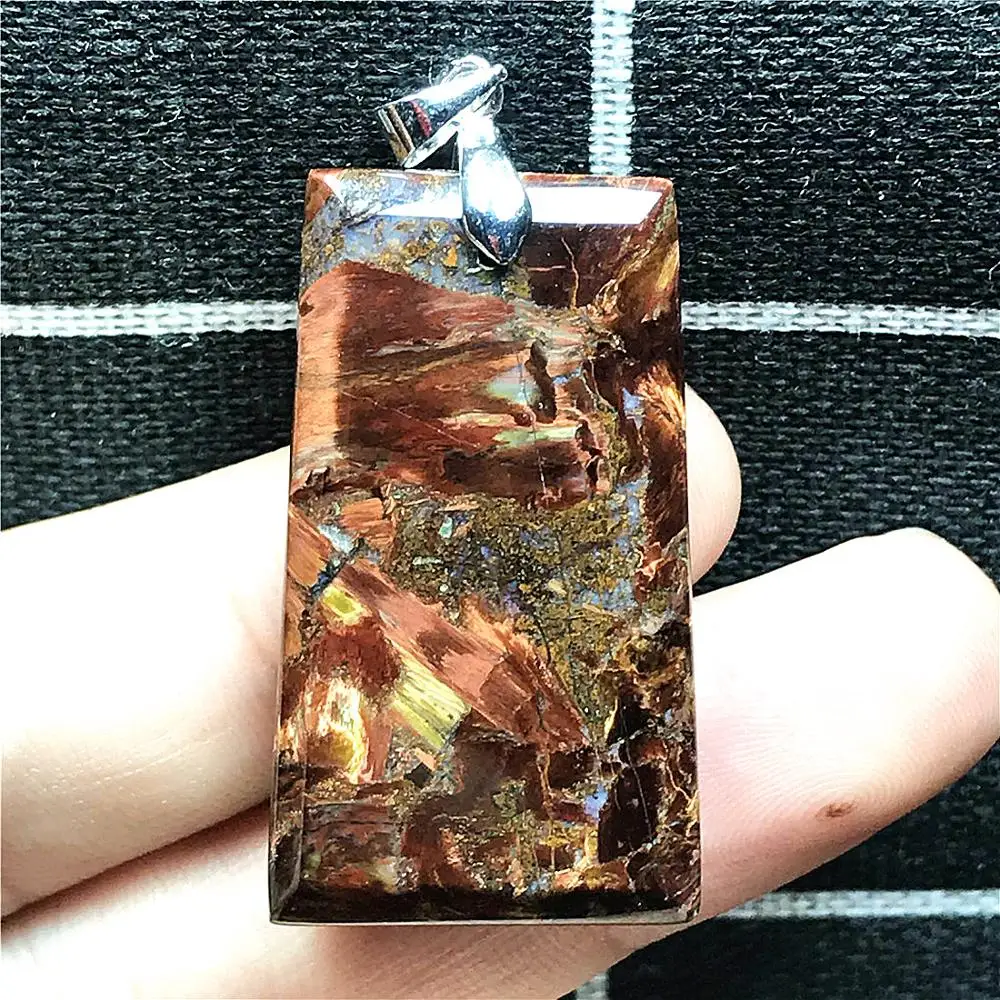 

Top Natural Red Pietersite Pendant Jewelry For Woman Man Crystal 35x20x6mm Beads Silver Namibia Strong Fire Energy Stone AAAAA