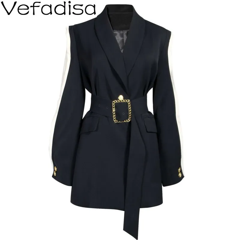 

Vefadisa Autumn Solid Temperament Slim Coat Sashes Loose Suit Woman Turn-down Collar Office Lady Suit 2019 QYF458