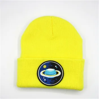 

blue star embroidery Thicken knitted hat winter warm hat Skullies cap beanie hat for kid men and women 80