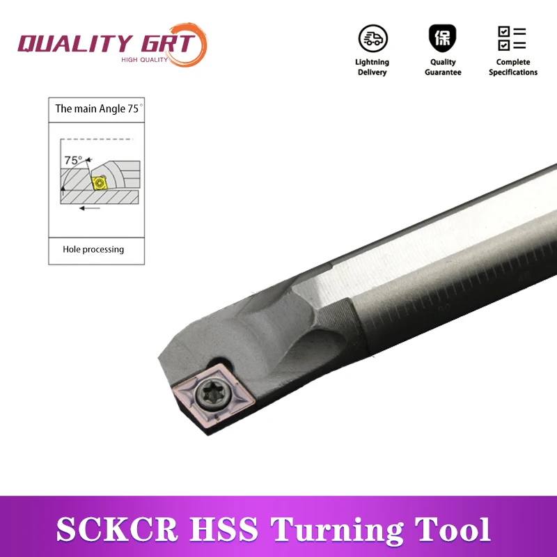 

Q.Grt HSS Turning Tool H10K-SCKCR06 H12M-SCKCR06 H12M-SCKCR09 Internal hole Turning Tool CCMT carbide Insert lathe tool set