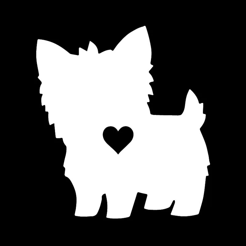 YJZT 13,1X14,5 см Йоркское маленькое сердце виниловая наклейка Йоркширский терьер Милая Автомобильная наклейка собака черный/серебристый C24-1382 - Название цвета: Серебристый