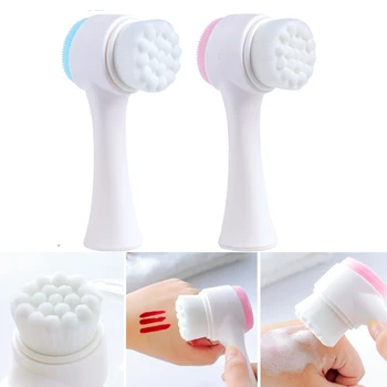

Double-sided Silicone Skin Care Tool Facial Cleanser Brush Face Cleaning Vibration Facial Massage Washing Product