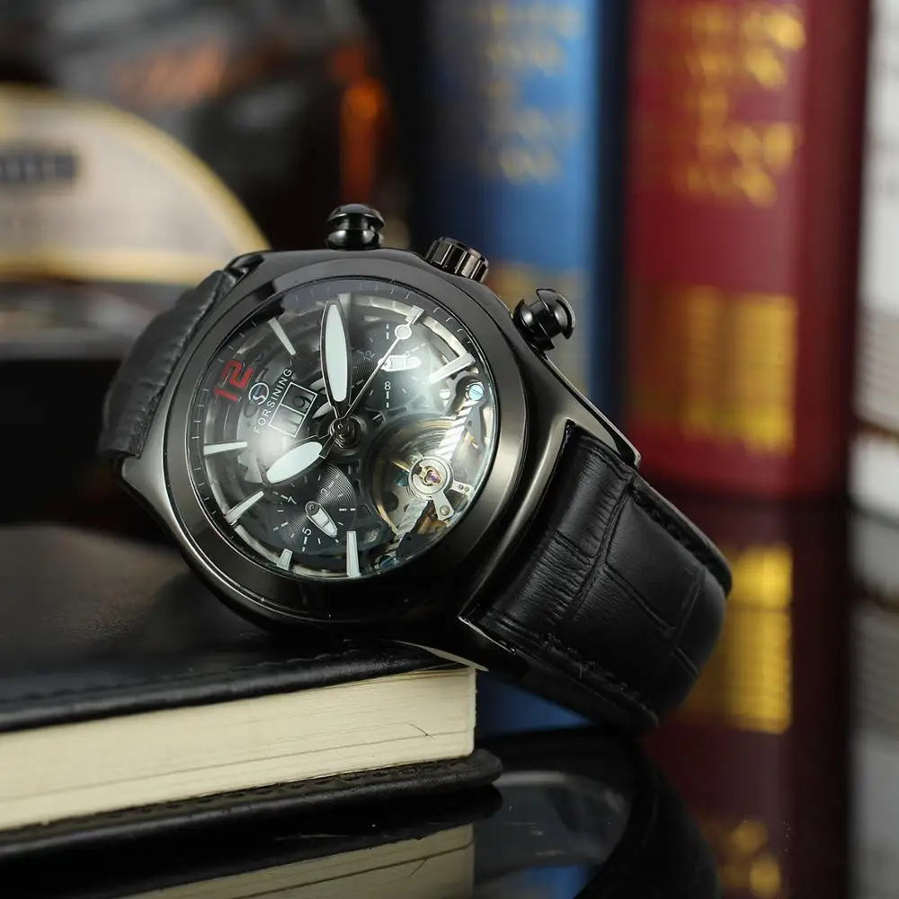 

Forsining Tourbillon Hollow out Automatic Analog Watch Fashion Casual Men Analog Watch Belt Watch