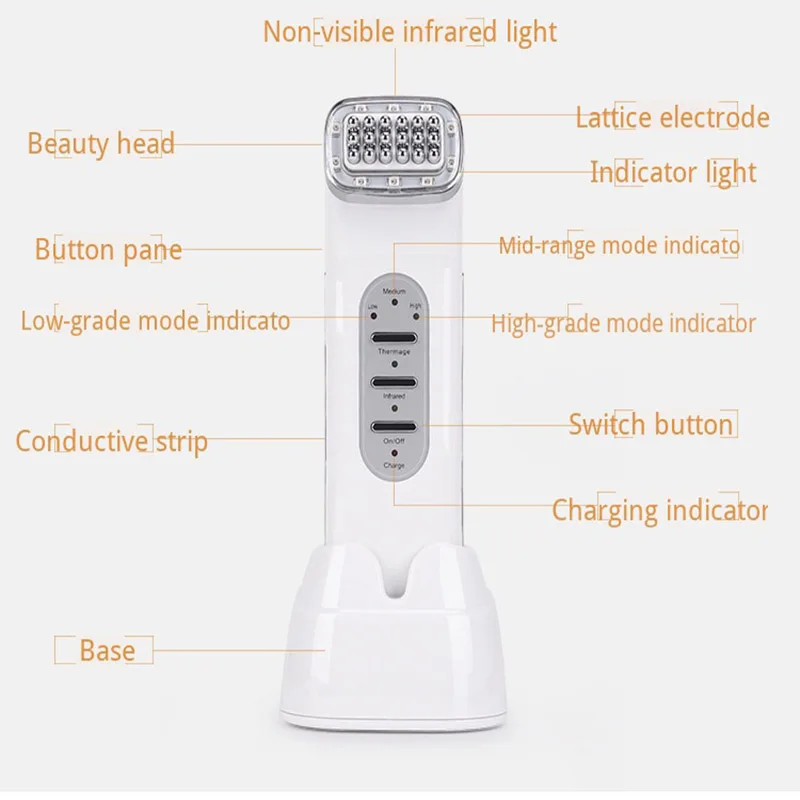 Бытовой радиочастотный прибор для красоты лица, инфракрасная терапия, инструмент для омоложения кожи, массажер для подтяжки кожи лица