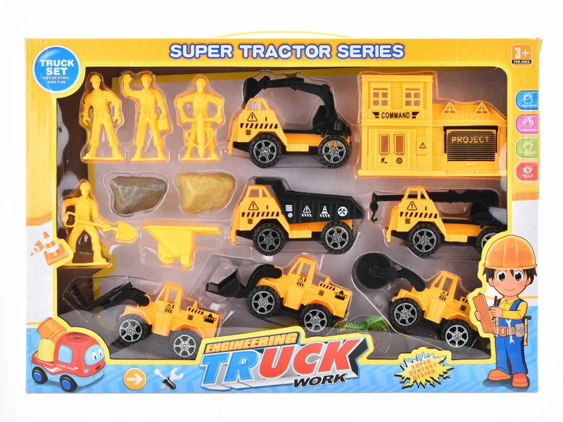 

Hot Selling Children's Toy Engineering Vehicle Boy Engineering Toy Car Bulldozer Road Roller Freight Truck Set