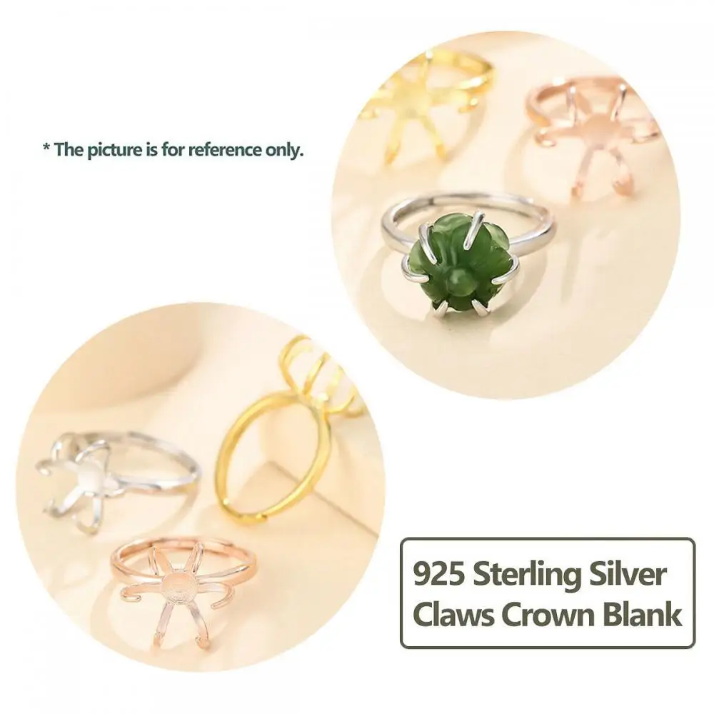 Solid 925 Silver Claw Prong Ring Blank for 12-16mm Irregular