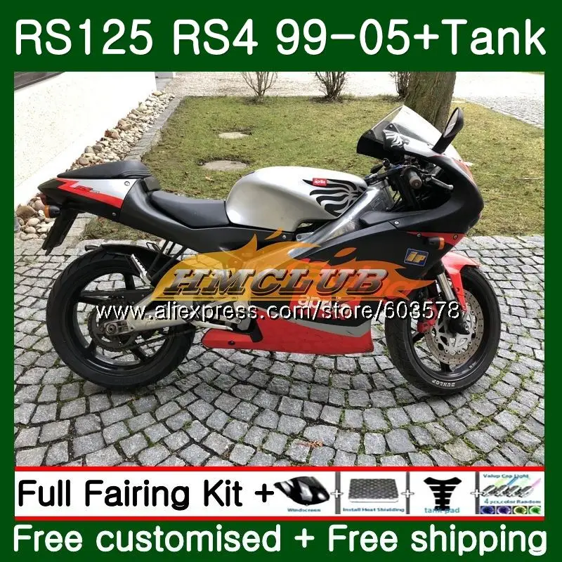 RS125R для Aprilia RS 125 RS125 99 01 02 03 04 05 44CL. 0 RS4 RS-125 RSV125 R 1999 2000 2001 2002 2003 2005 обтекателя матовый серебристый
