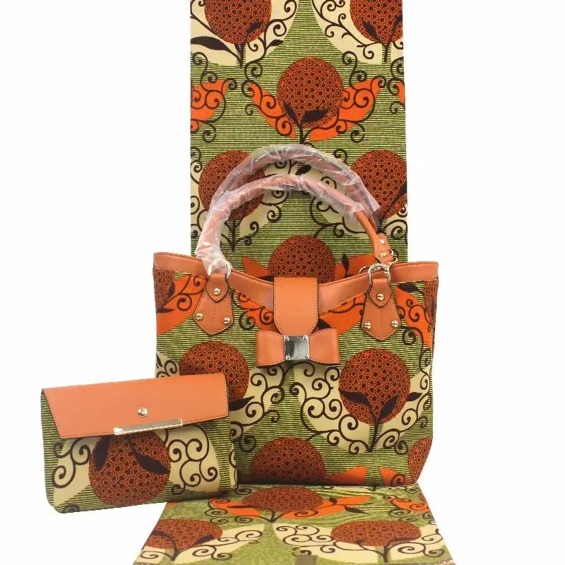 Африканские Восковые принты ткань африканская ткань с 2шт женские сумки для вечерние Анкара Ткань 6 ярдов хлопок ткань TN-A12 - Цвет: 13