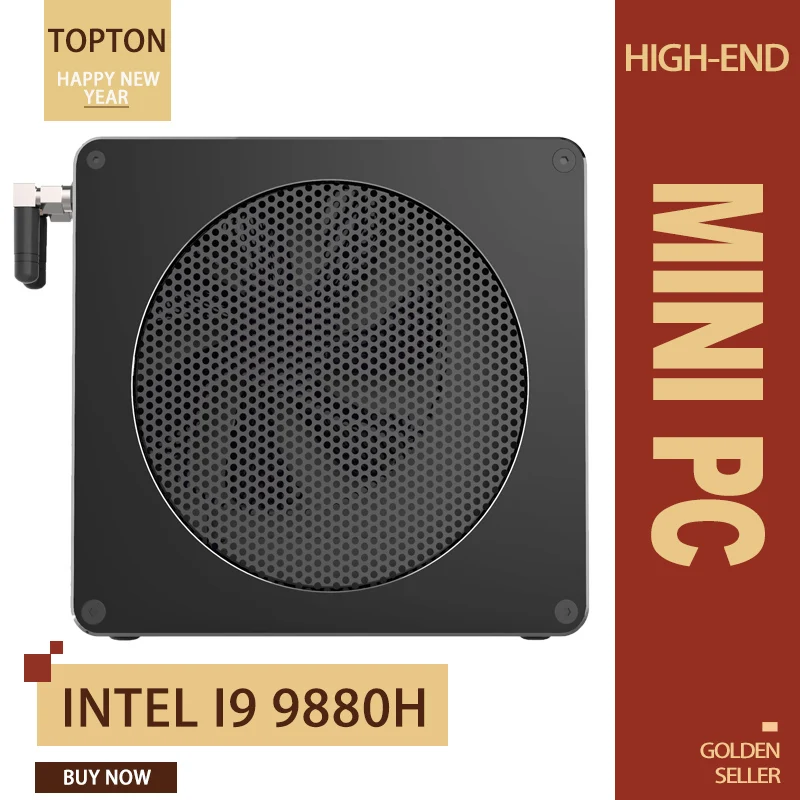 Unique Mini PC Intel Core i9 9880H 8 Cores 16 Threads Gaming Computer 2*DDR4 2*M.2 NVMe Windows 10 Pro HDMI Mini DP AC Wi-Fi&BT