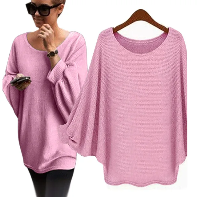 Suéter de ala de murciélago de gran tamaño para mujer, Jersey de punto, suéter suelto, suéter de talla grande, suéter coreano # p2