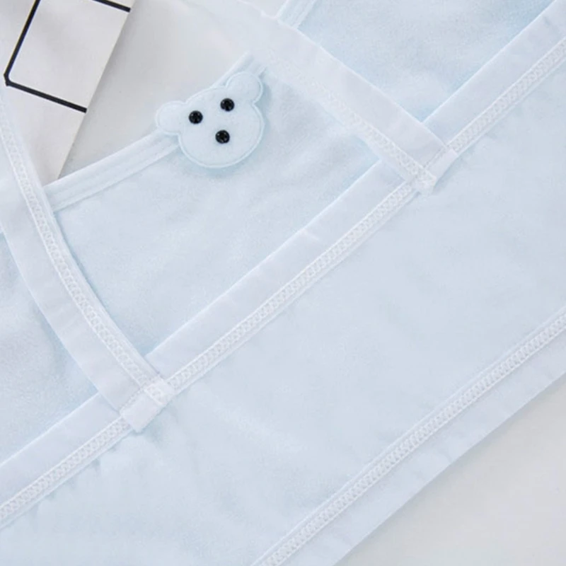 Teen Girls Cartoon Bear Button Crop Training Bra Unpadded Cotton Underwear Solid