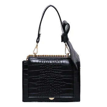 

Designer Bags Famous Brand Women Bags 2019 Women Single Shoulder Crocodile Pattern Chain Slant Small Square Flap Bags and Purse