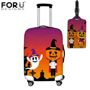 

FORUDESIGNS Suitcase Protective Cover Halloween Scary Skull Print Dustproof Luggage Cover for 18-32 Inch Travel Case Luggage Tag