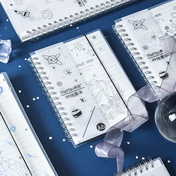 

1 Pcs Kawaii Cover Planner Notebook Hot Stamping Star Coil Diary Book Exercise Composition Binding Note Notepad Gift Stationery