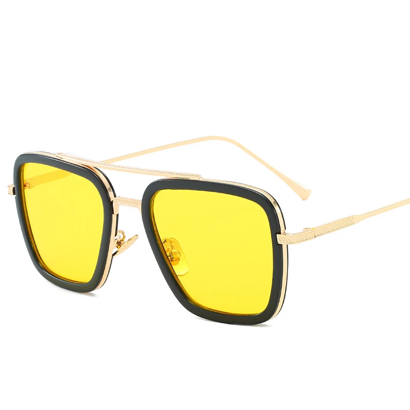 Роскошные брендовые солнцезащитные очки в стиле Железного человека 3, квадратные солнцезащитные очки Tony Stark Matsuda, винтажные очки в стиле стимпанк, черные линзы, UV400 - Lenses Color: C0.7