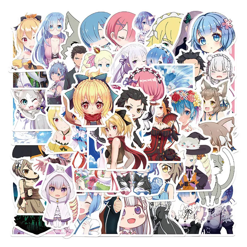 50Pcs Anime Re:life Zero Graffiti Stickers Cute Cartoon Pvc Waterproof Skateboard Guitar Bicycle Kawaii Decals Children Toy Gift | Игрушки и