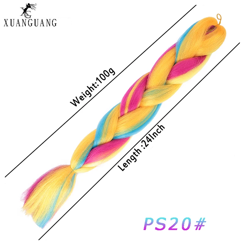 XUANGUANG парик большая коса волос крючком термостойкие волосы для наращивания 24 дюймов Синтетические высокотемпературные волокна коса - Цвет: PS20