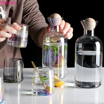 

Creative Household Cold Boiling Water Cold Kettle Water Cup Set Creative Crystal Glass Office Summer Nordic Juice Large Capacity