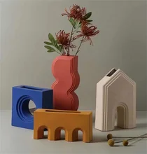 Geometric Art Vase Ceramic Decoration Spanish Home Abstract Decoration Creative Furniture Simple Decoration