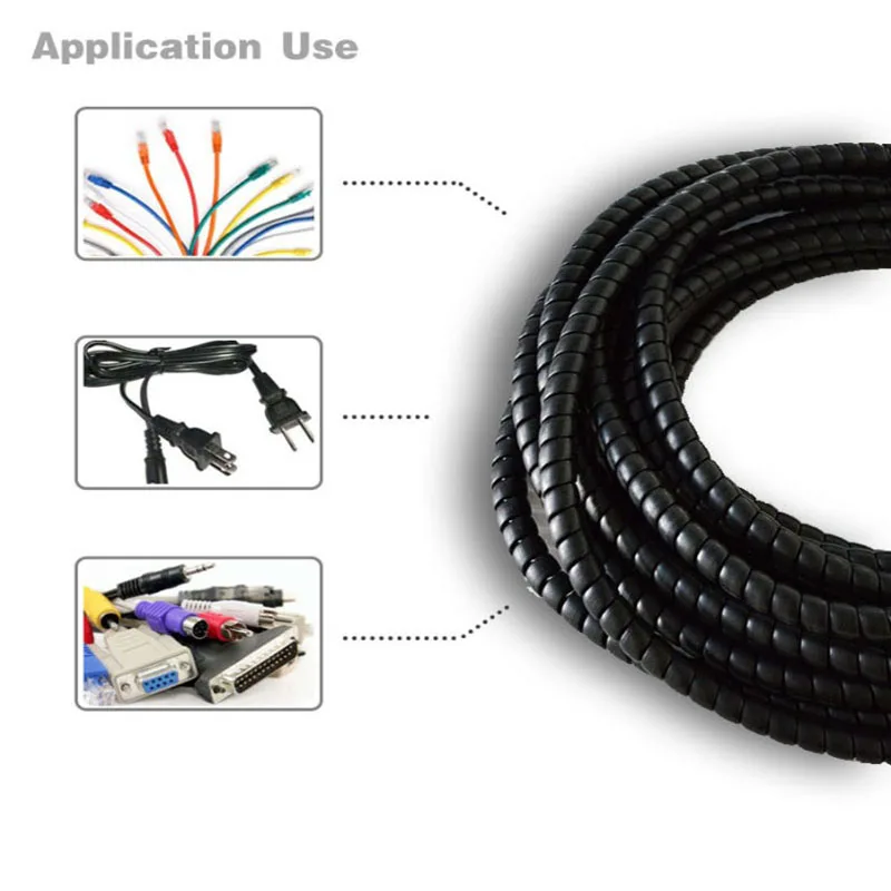 8-28mm cable spiral wrap spiral cable black spiral cable wrap in cable sleeve 10 models 2m wire protection Winding Pipe