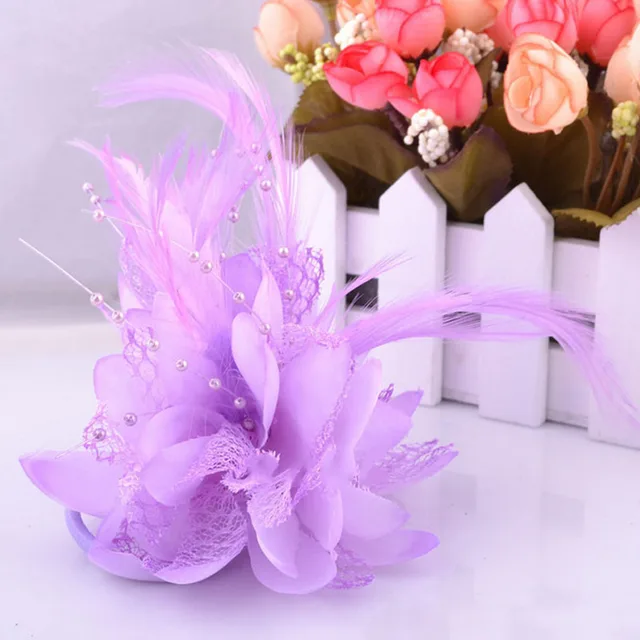 Fashion Flower Feather Bead Corsage Hair Clips Fascinator Bridal Hairband Brooch Pin EA 1