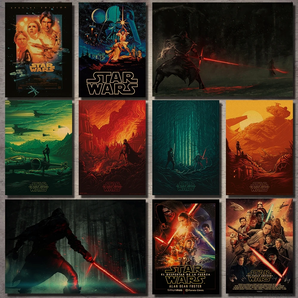 

Star Wars Series Movie Posters Kraft Wall Stickers Posters Darth Vader Black Warrior Poster Vintage Wall Stickers