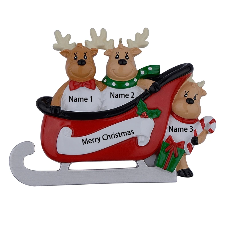 WorldWide Reindeer Family of 3 Personalized Christmas Ornament 