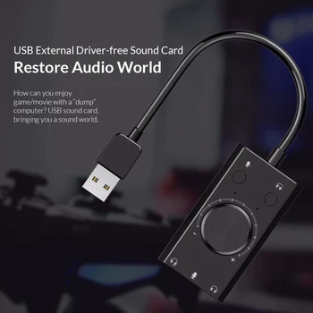 

Portable USB External Sound Card Microphone Earphone Two-in-One 3-Port Output Volume Adjustable Audio Adapter With LED indicator