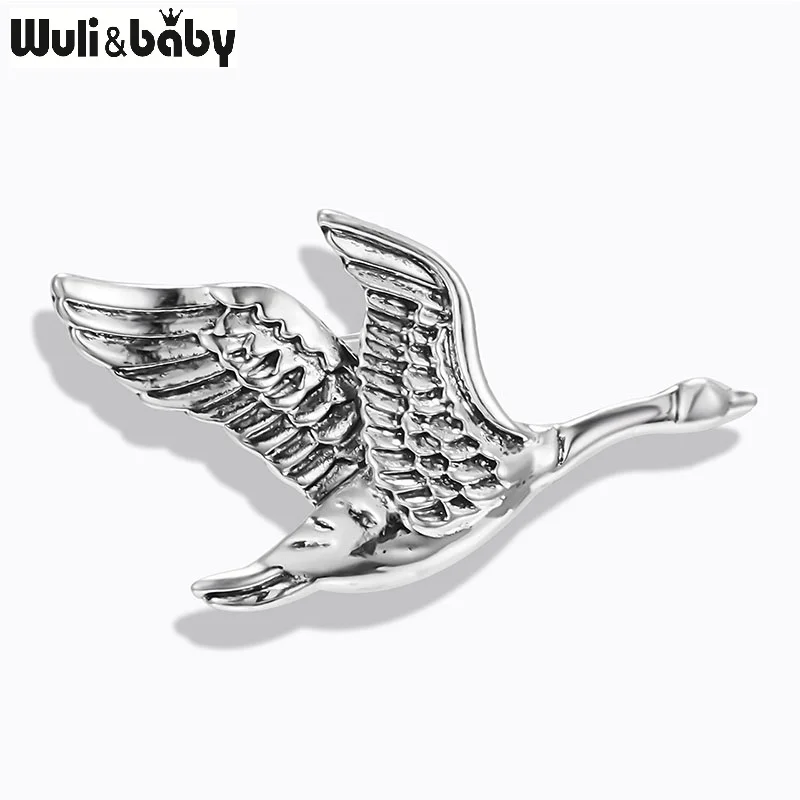 

Wuli&baby Vintage Metal Small Swan Brooches Women Men 2-color Animal Party Causal Office Brooch Pins Gifts