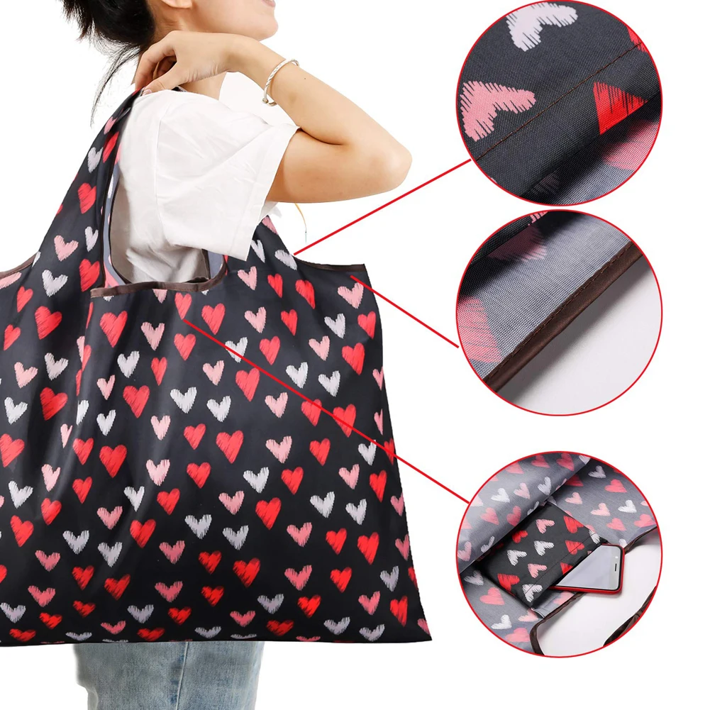 Local stock Magic style Nylon Large Tote ECO Reusable Polyester Portable Shoulder Handbag Green Folding Pouch Shopping Bag
