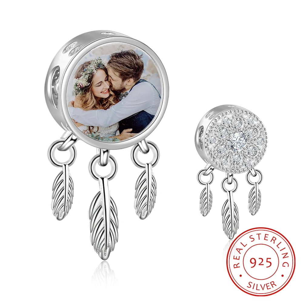 Индивидуальные фото очаровательные бусины 925 пробы серебро с кубическим