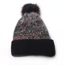 Модная осенне-зимняя вязаная шапка-бини для женщин, женская шапка