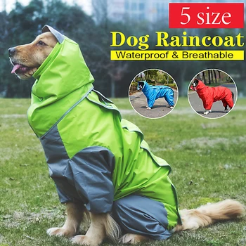 

Pet Cat Large Dog Hooded Raincoat Waterproof Dog Clothes Soft Breathable Pet Cat Small Dog Rainwear in 5 Size