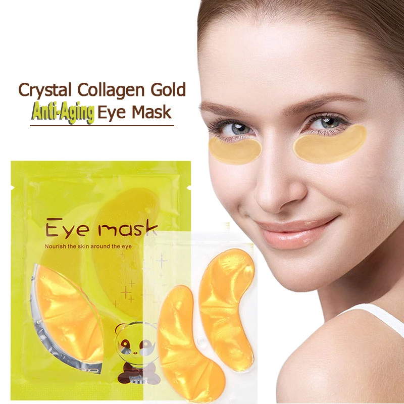 1 пара 24K золото Коллаген маска для глаз Кристалл гель патчи для глаз анти морщины вокруг глаз колодки эффективно для устранения темных кругов сумки для глаз TSLM1