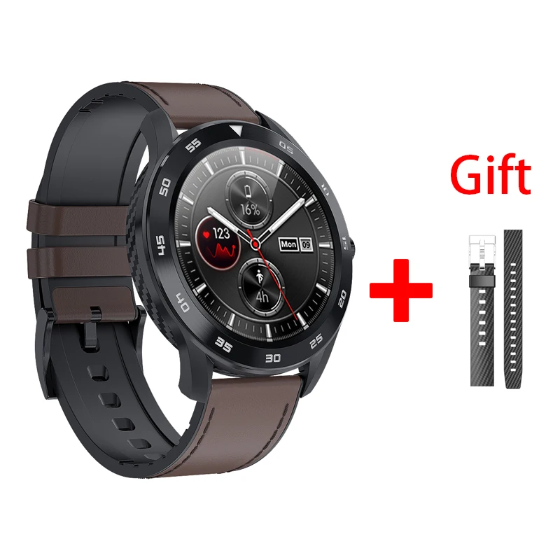 Dark brown-leather Eseed DT98 smartwatch для мужчин IP68 Водонепроницаемый 300 мАч батарея долгое время ожидания ECG сенсор пульса погода forcase Смарт часы - Цвет: Dark brown-leather