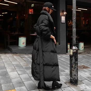 

2019 Winter New Casual Fashion Temperament Women Loose Plus Solid Color Hooded Knee Down Jacket Z540