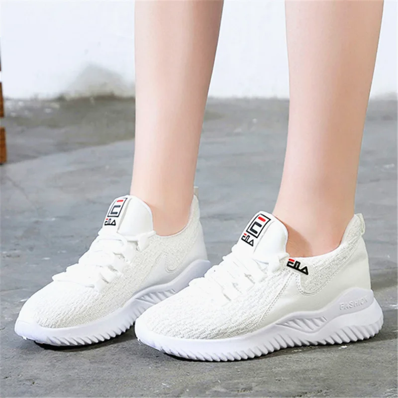 

White Shoes Women's 2019 Summer New Style Versatile Breathable Mesh Athletic Shoes Flat Casual Students Running Shoes Mesh Shoes
