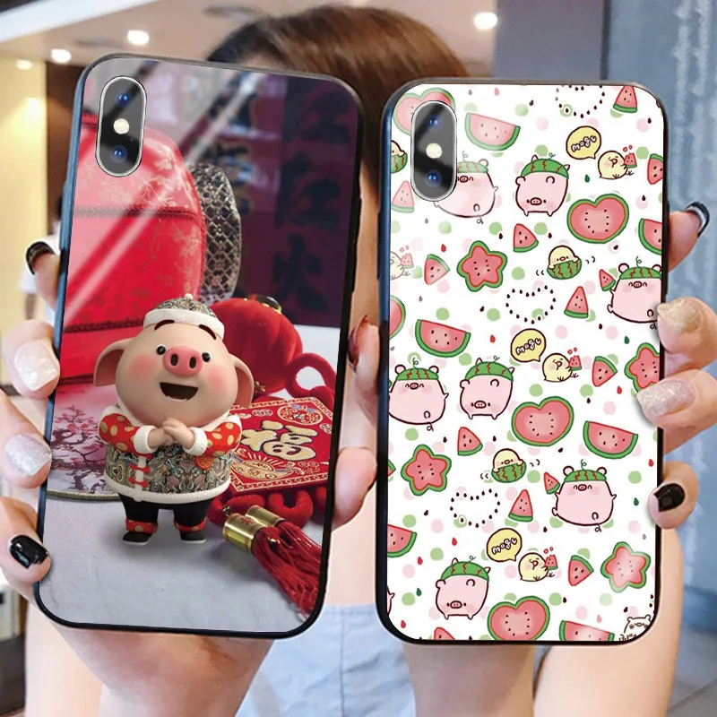 Милые с животным принтом, роскошные чехлы из закаленного стекла для iphone XS Max XR X 5 5S SE 6 6S 7 8 Plus 11 Pro Max, модная задняя крышка