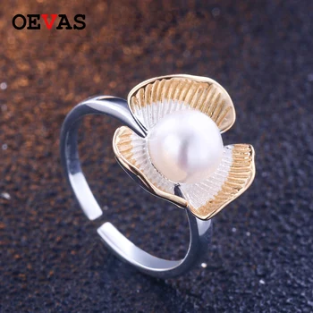 

Real 925 Sterling silver Natural freshwater pearl flower rings for women Girls party jewelry Elegant and Simple S925 Silver ring