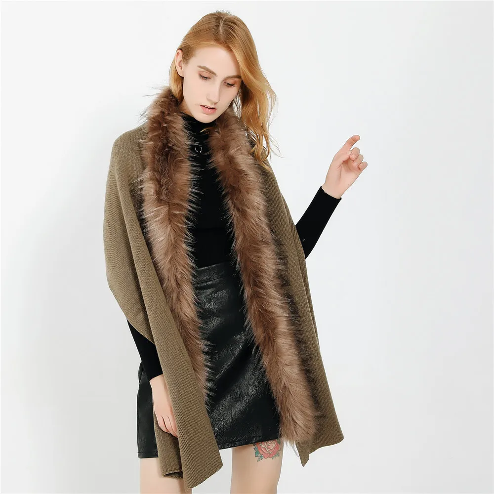 

Long Fur Fashion Winter Scarf For Women Coat Cape Wrap Poncho Bohemian Hooded Keep Warm Soft Scarf Hoodie
