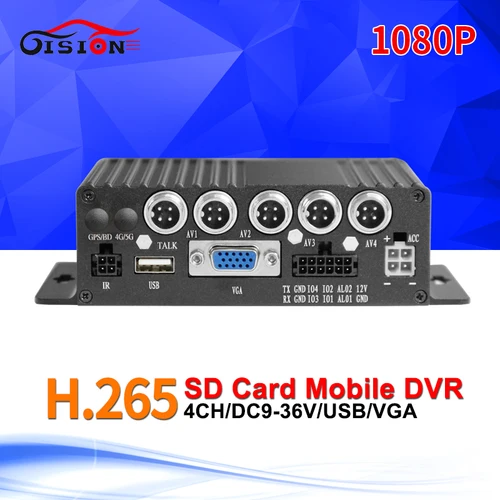원격 제어 단일 SD HD 4CH DVR 실시간 비디오 레코더, 자동차 버스 트럭용, 1080p H.265 모바일 DVR AHD MDVR/대시 카메라 3