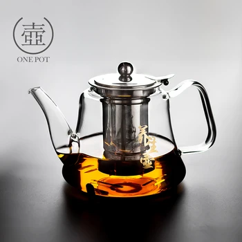 

Large glass single pot electromagnetic stove special teapot high temperature resistan black tea kunfu teapot household