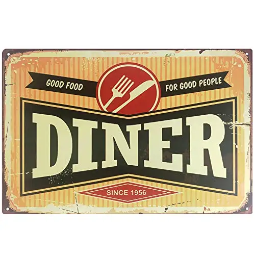 Цвет: желтый Good Food for Good People Dinner Retro Vintage Metal Sign for Home Wall Decoration Metal Painting Tin Sign Wall Decor - Цвет: Цвет: желтый