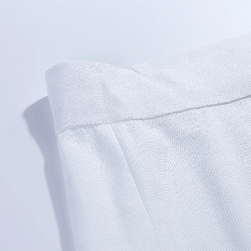 WannaThis Женский комплект из 2 предметов, однотонный укороченный топ и юбка до колена, сексуальный эластичный трикотажный комплект в рубчик с длинным рукавом, Модный комплект уличной одежды