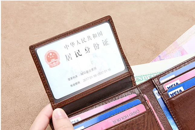Мужской короткий кошелек RFID ультратонкий студенческий держатель для карт ID Кожаный Молодежный Модный классический кошелек поперечное сечение